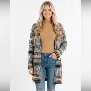 Old Navy Geometric Knit Cardigan - Black, Gray, Tan